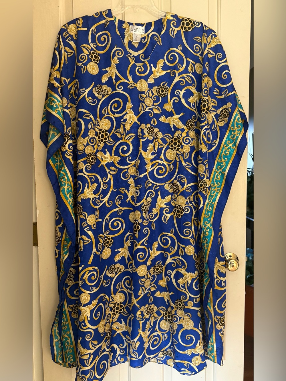 Sante Royal Blue & Gold Printed Kaftan Maxi Dress